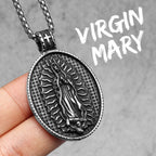 Virgin Mary Cross Pendant — Stainless Steel