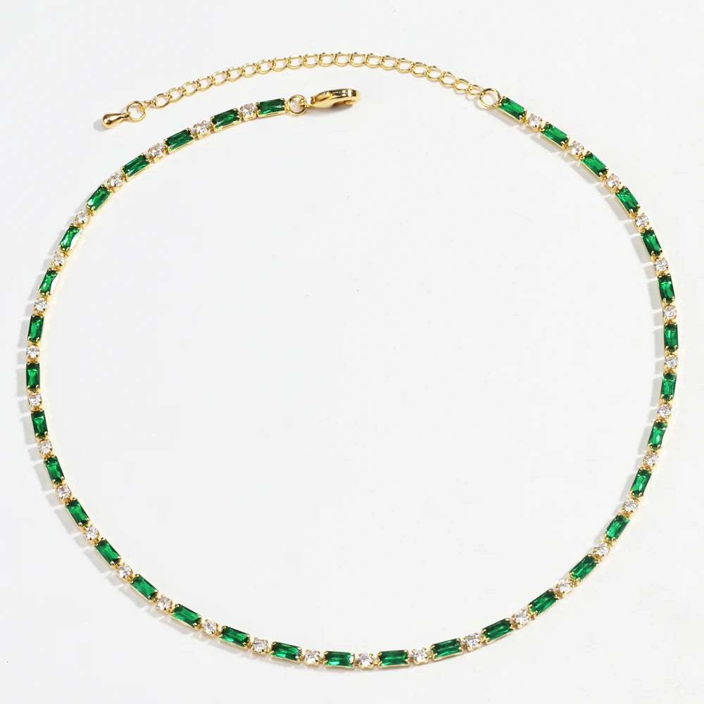 Luxury Sexy Choker Iced Out Tennis Chain Necklace For Women Cubic Zircon Crystal Short Hiphop Neck Accessories Jewelry
