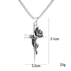 Hip Hop Retro Rose Cross Titanium Steel Men's Necklace Vintage Alloy Steel Accessory Pendant Necklace Gifts
