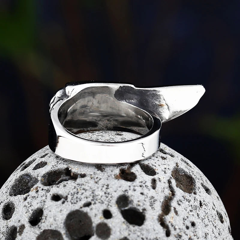 Movie 2022 News Personality Vintage Stainless Steel Feather Wings Ring With Skull Anels Male&Female Punk Boyfriend Gift