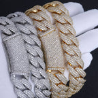 Gold Cuban Chain Necklace Iced Out 18MM 18K