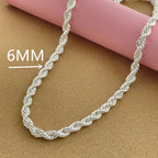 925 Sterling Silver 5/6/8MM 16-30 Inches Rope Chain Necklace For Men Women Fashion Punk Wedding Party Gifts Jewelry