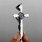 316L Stainless Steel Vintage Jesus Cross Necklace Men's Classic Religious Believer Biker Pendant Jewelry Creative Gift