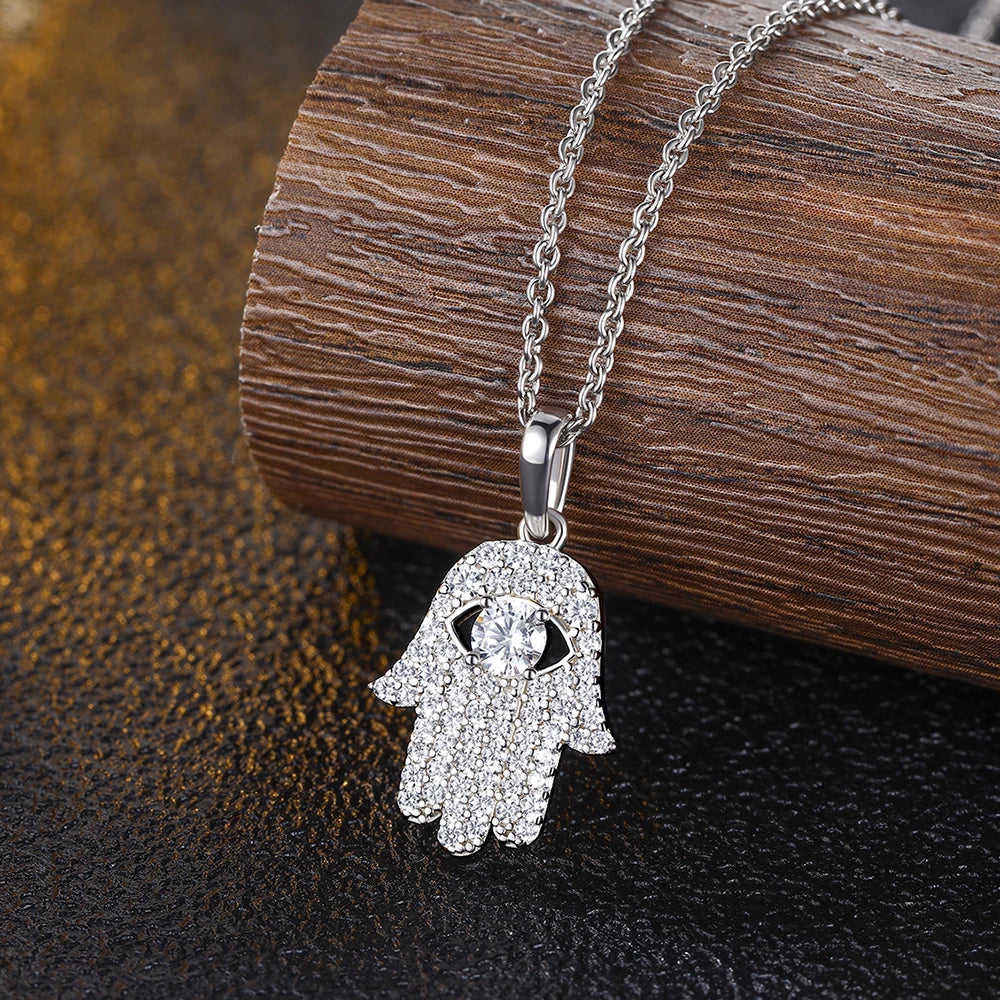 Iced Out Hamsa Hand Pendant