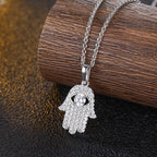 Iced Out Hamsa Hand Pendant