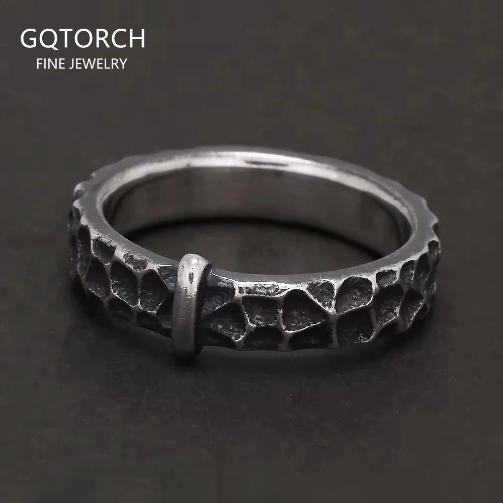 925 Sterling Silver Outlander Rings for Men Women Claire's Ring Retro Hammer Pattern Wedding Band Movie TV Show Jewelry