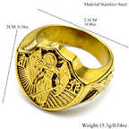 Vintage Catholic Saint Michael Protection Rings for Men Stainless Steel Archangel Boyfriend Jewelry Gifts RRR459S05