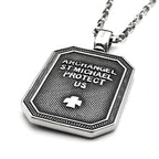 Archangel Michael Shield Pendant — Silver-Tone