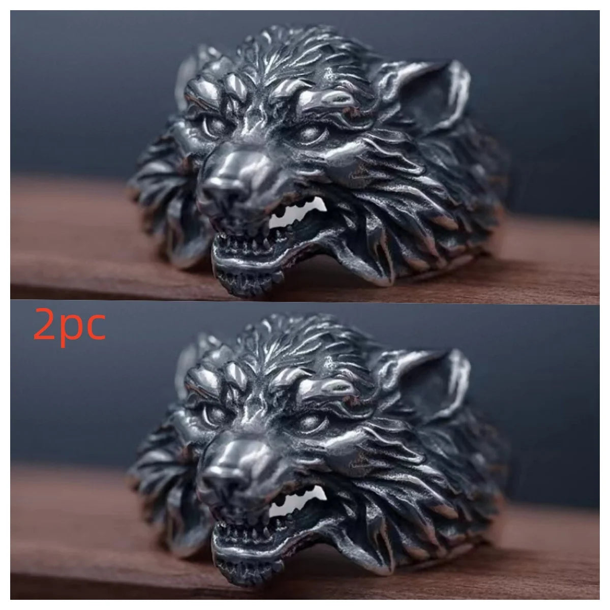 Buyee 925 Sterling Silver Big Ring Finger Cute Wolf Open Ring for Women Men Fashion Personality Rock Punk Fine Jewelry Circle