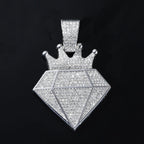 Hip Hop Iced Out Crown Pendant Necklace With 13mm Rhinestone Cuban Chain Bling Necklaces Men Women Fashion Charm