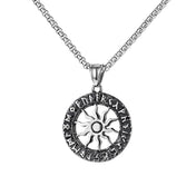 Viking Sun Rune Pendant Necklace — Stainless Steel