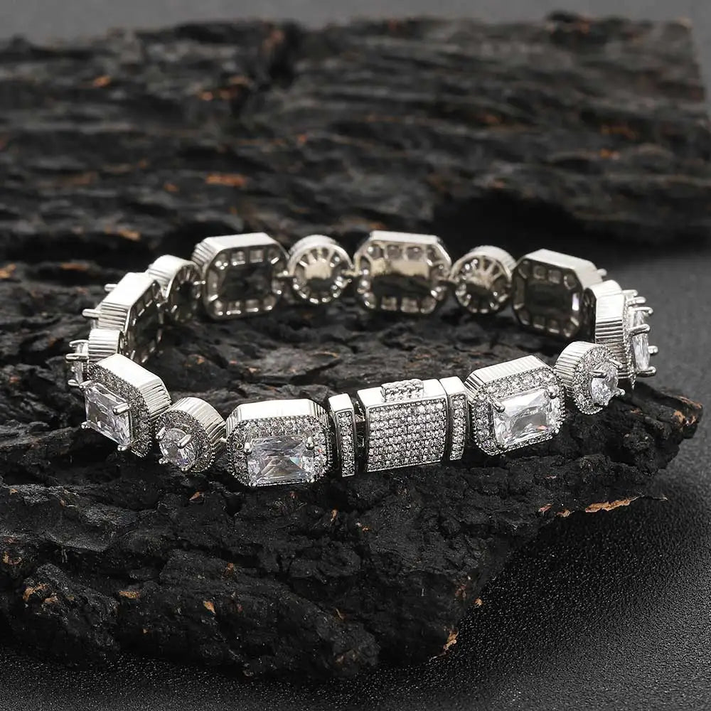 Tennis Bracelet Stainless Steel 10MM T-Square Iced
