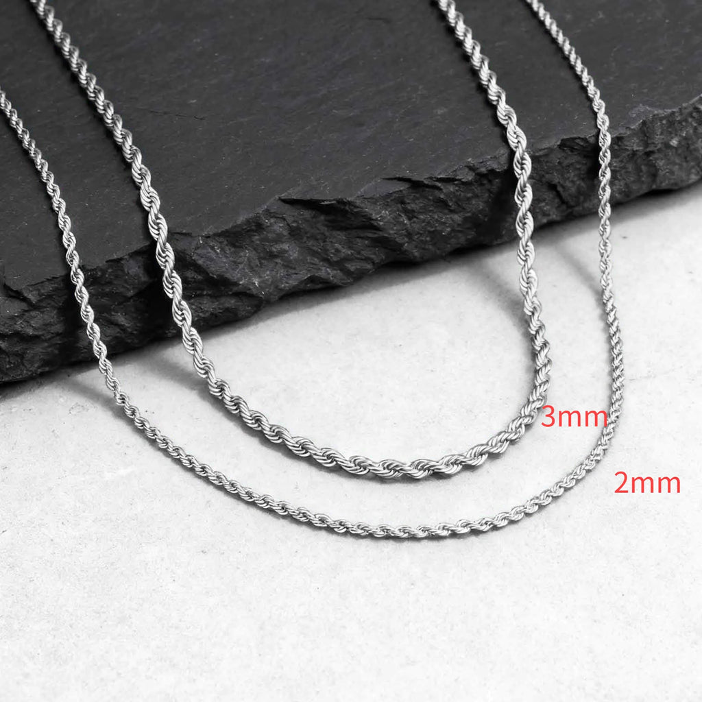 Two-Tone Twisted Rope Chain Necklace — Stainless Steel