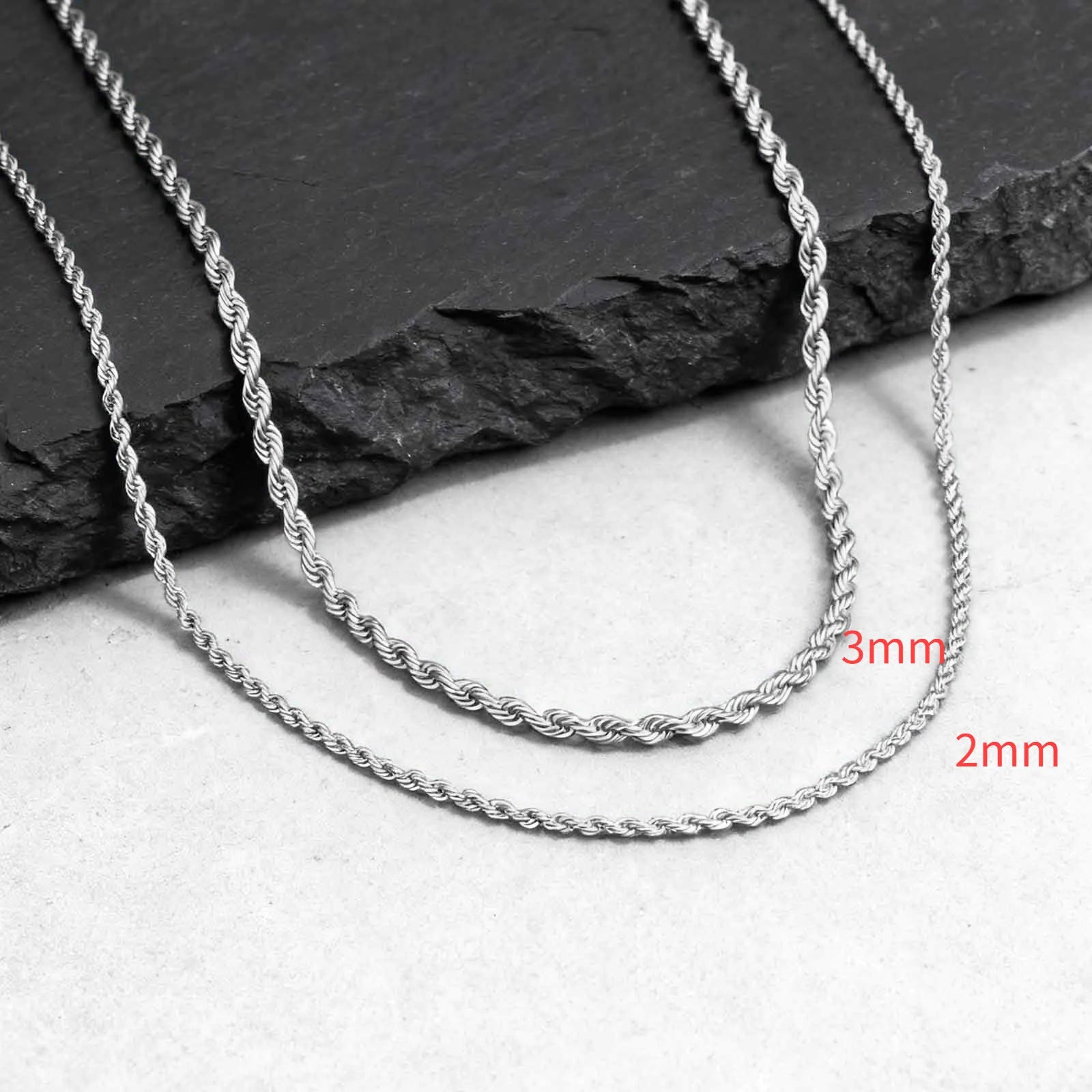 Two-Tone Twisted Rope Chain Necklace — Stainless Steel