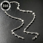 Fashion Stainless Steel Coffee Beans Link Chain Necklace Fashion Silver Color Goth Hip Hop Long Necklaces for Man Women Jewelry