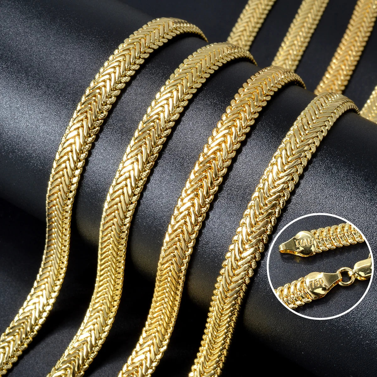 Classic Herringbone Chain Necklace for Daily Wear 24 Inch