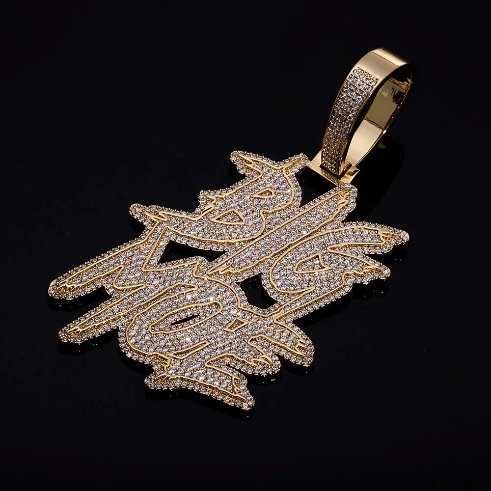 Letter Pendant Necklace Gold Double Row