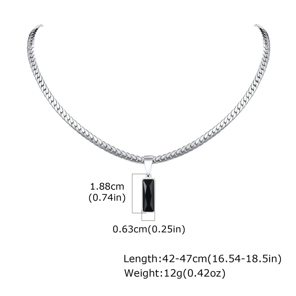 Stone Cuban Chain Necklace — Stainless