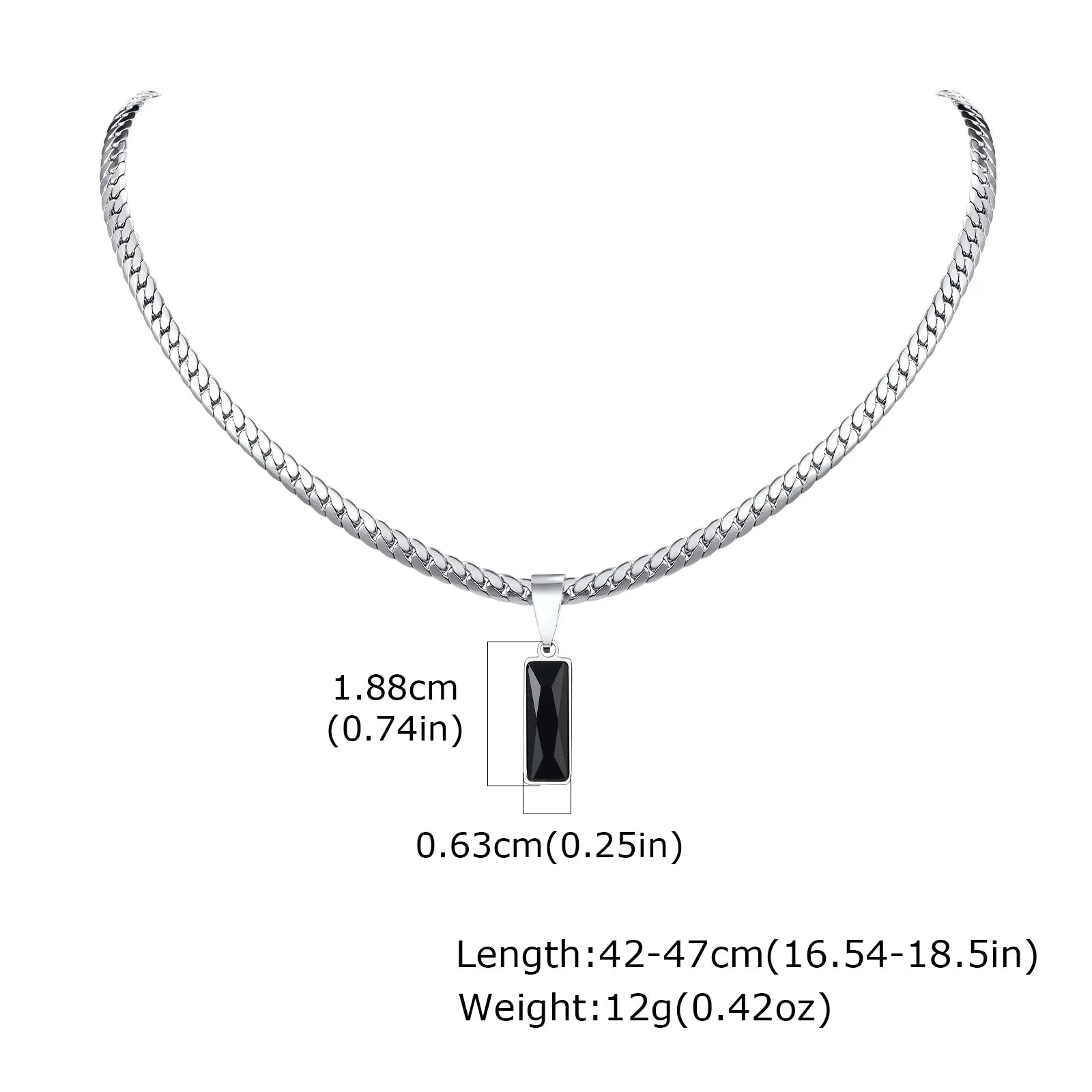 Stone Cuban Chain Necklace — Stainless