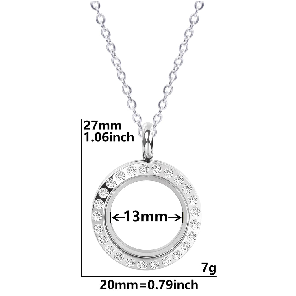 Round Pendant Necklace Locket Charm Stainless Steel Necklaces For Women Men Jewelry Chain Around Neck Necklace Decoration Gifts