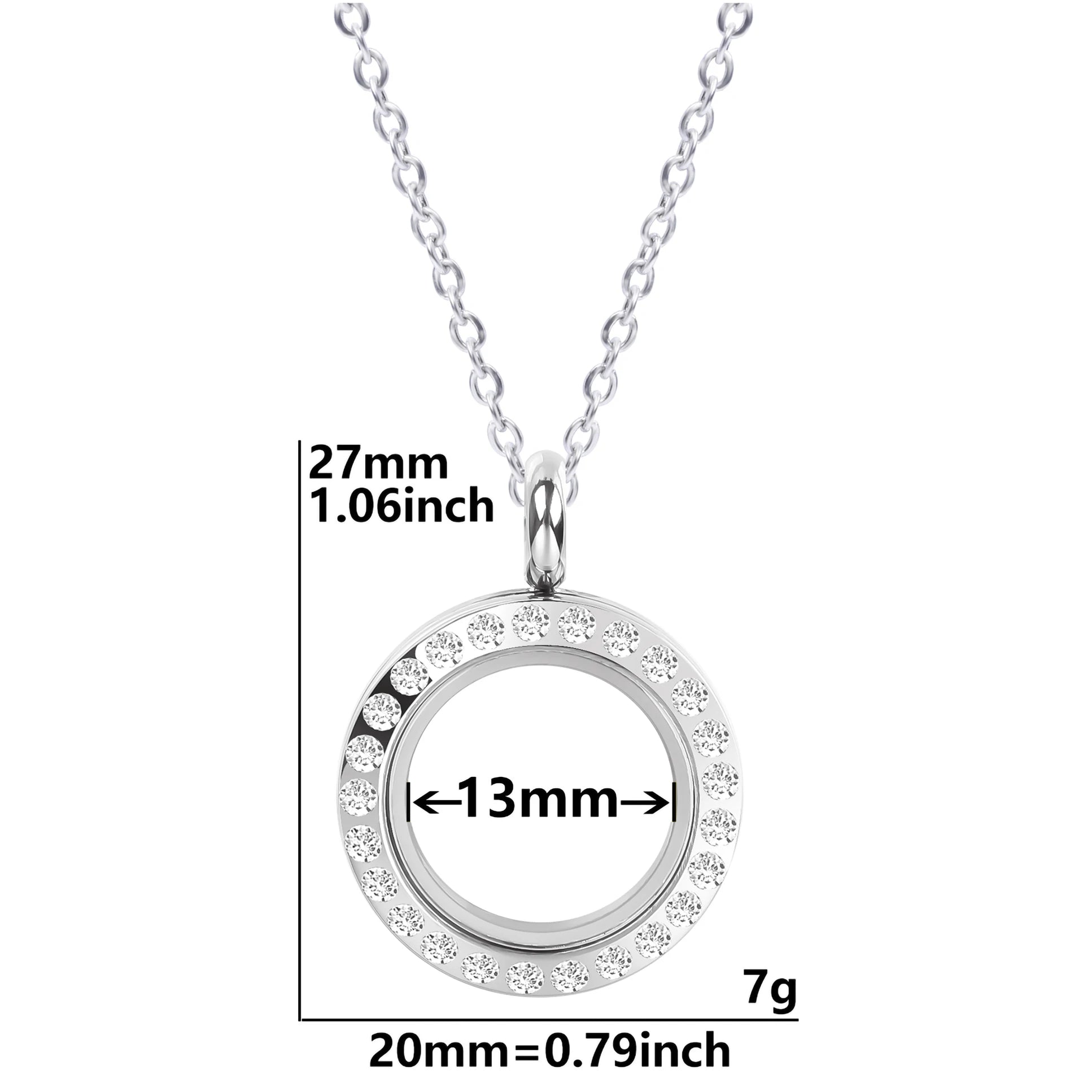 Round Pendant Necklace Locket Charm Stainless Steel Necklaces For Women Men Jewelry Chain Around Neck Necklace Decoration Gifts