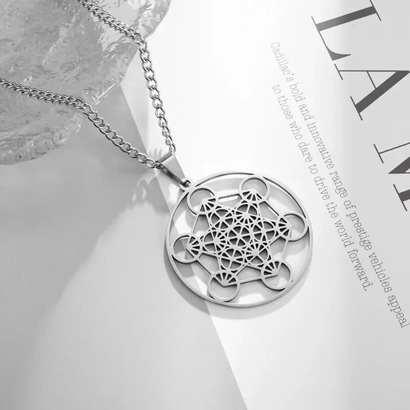 Stainless Steel Solomon Religious Seven Archangels Compass Pendant Necklace Men's Retro Lucky Amulet Jewelry