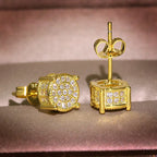 Female Austrian Crystal Round Earring White Gold Yellow Gold Color White Zircon Hip Hop Wedding Stud Earrings For Women Jewelry