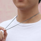 Fashion 2mm Box Chain Necklace For Men Women Punk Silver Long Necklace Male Hip Hop Jewelry Gift