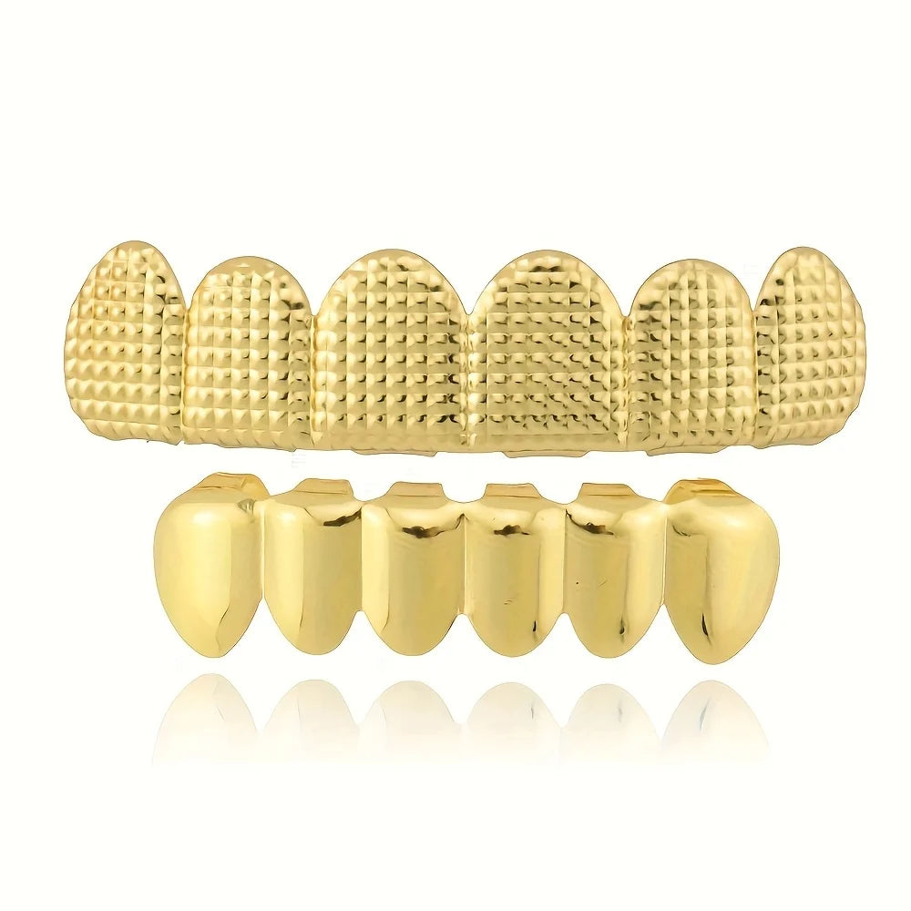 Textured Grid Teeth Braces Stickers — Upper & Lower Decorative