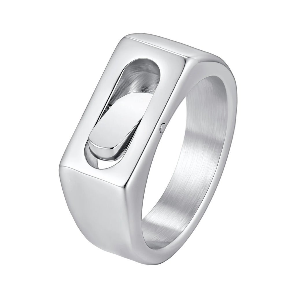 Polished Signet Spinner Fidget Ring for Men — Stainless Steel