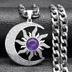 Tiger Steel Pendant Wicca Sun Moon Eye Natural