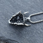 Long Horn Demon Mask Pendant — Stainless Steel