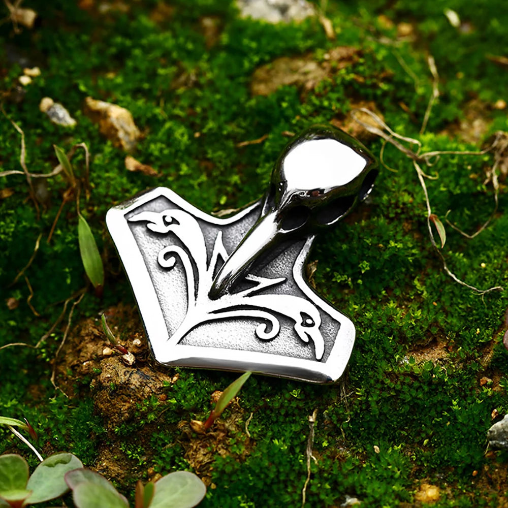 Vintage Nordic Viking Owl Pendant Necklace For Men 316L Stainless Steel Punk Biker Animal Necklaces Fashion Charm