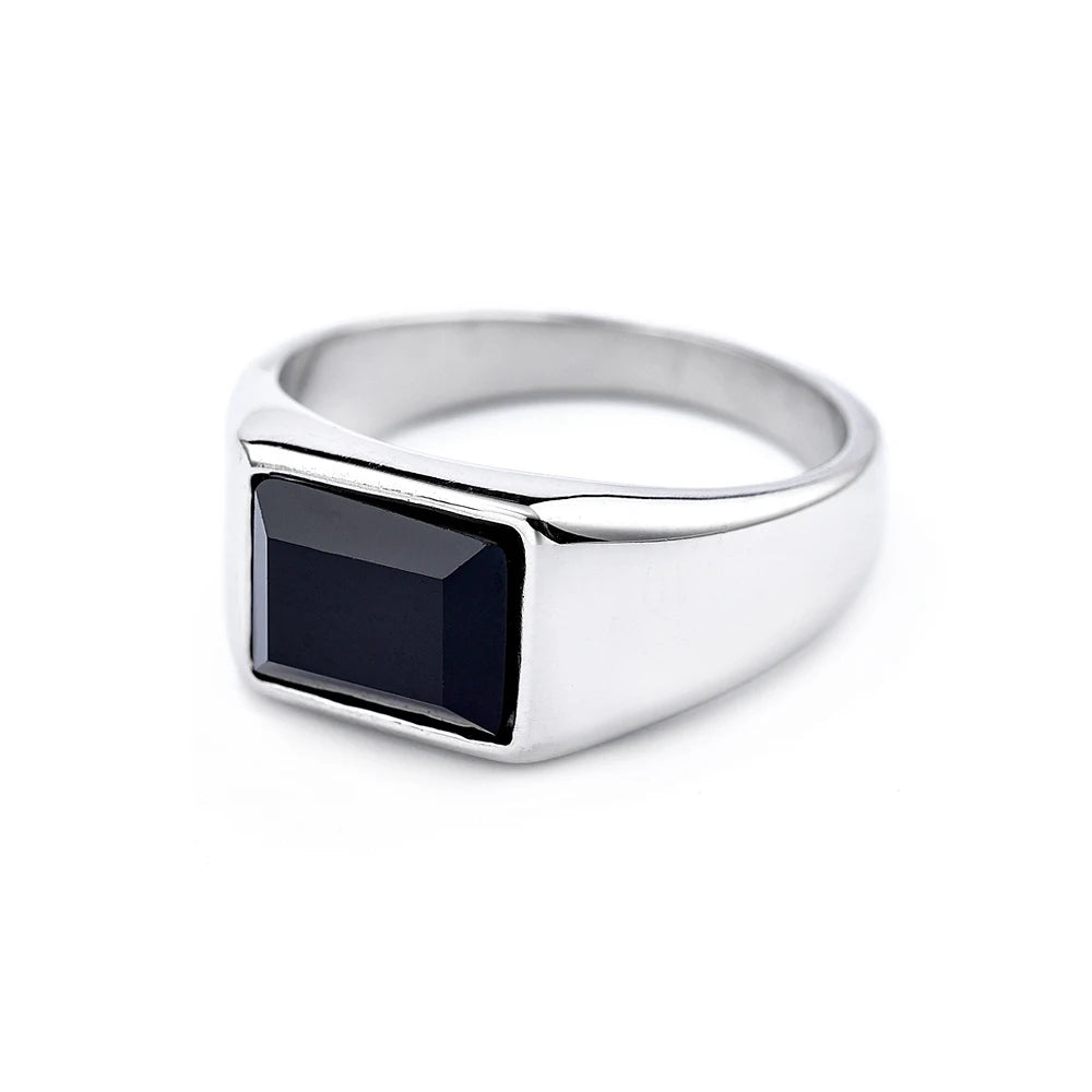 Square Stamp Ring Black — Stainless Steel