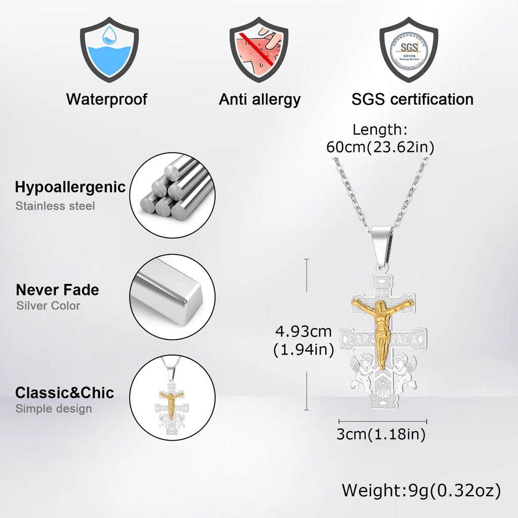Orthodox Cross Pendant Necklace — Stainless Steel