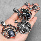 Spider Silk Gemstone Men Necklaces With Pendant Stainless Steel Jewelry For Male Women Punk Hip Hop Accessories Gifts