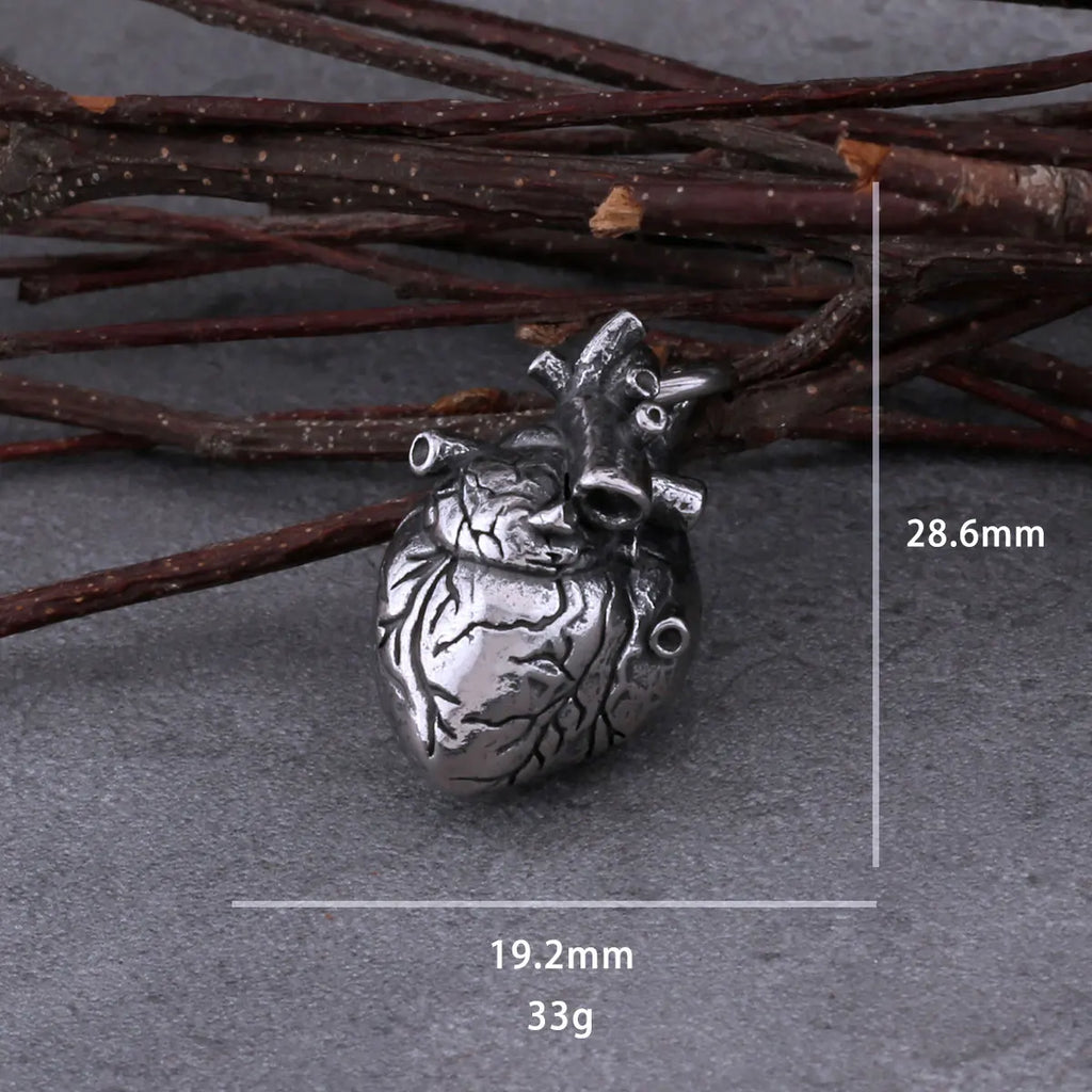 Fashion Hip Hop Heart Necklace Stainless Steel For Men and Women Punk Vintage Biker Pendant Charm Lucky Heart Jewelry