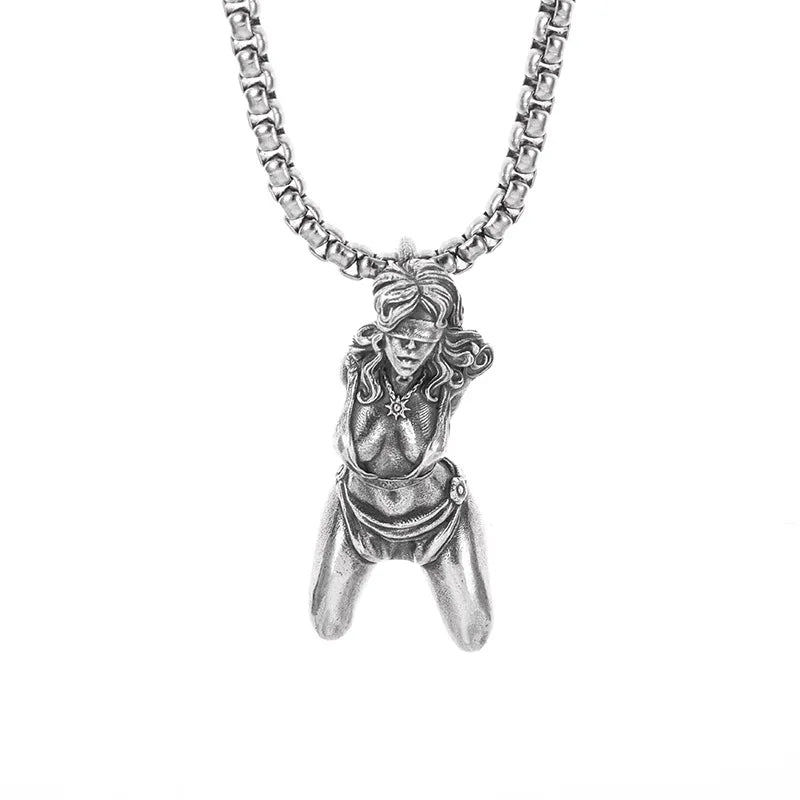 Gothic Succubus Pendant Necklace — Silver