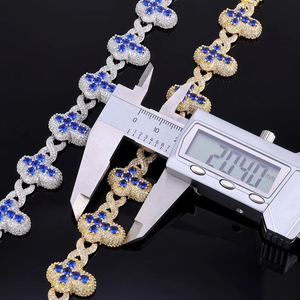 Iced Out Cross Bracelet Stainless Steel 20MM