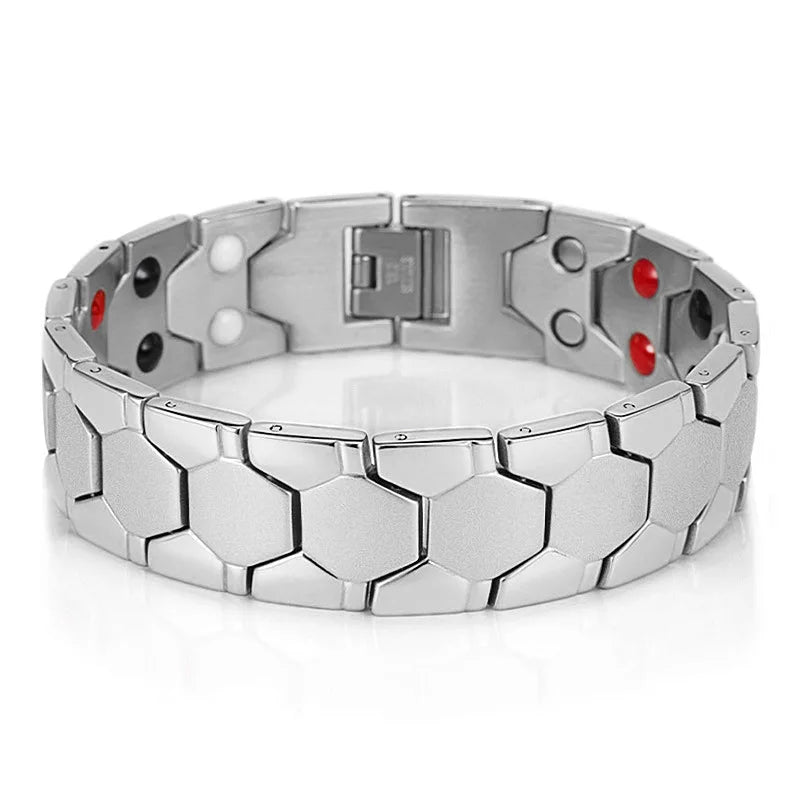 16MM Gold Color Stainless Steel Men's Magnetic Therapy Bracelets For Arthritis Pain Relief and Carpal Tunnel Bracelet