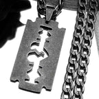 Razor Blade Long Necklace — Black Stainless