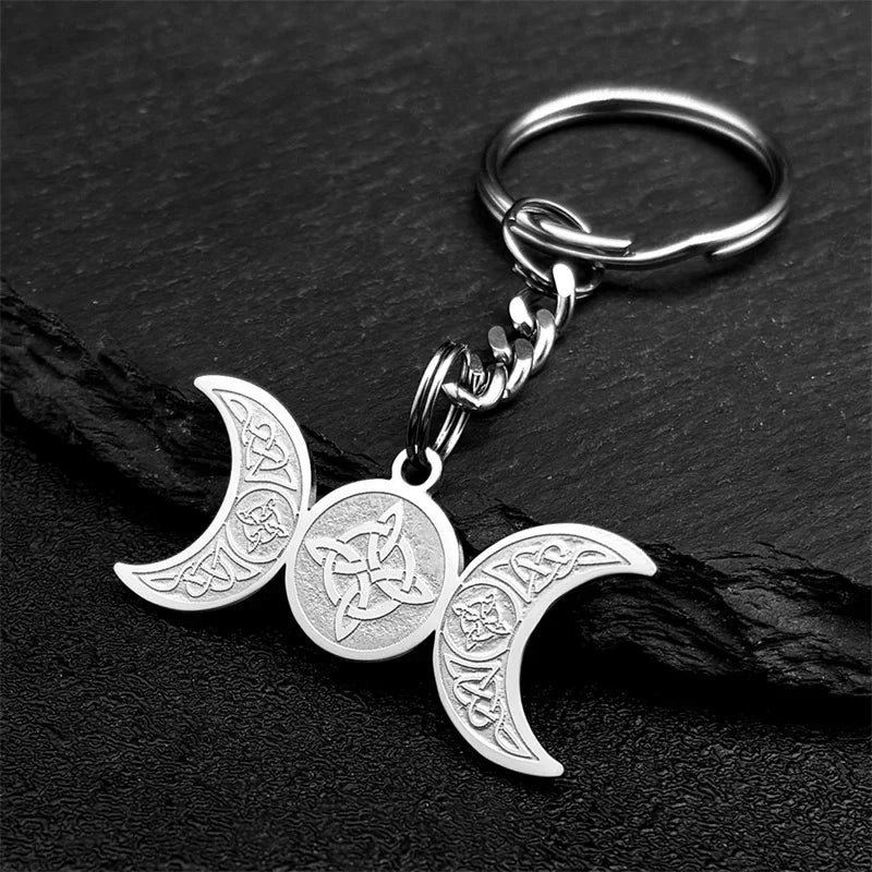 Celtic Moon Pendant Necklace — Stainless Steel