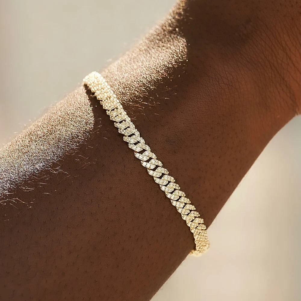 Gold Cuban Bracelet Iced Out 6MM Real Gold