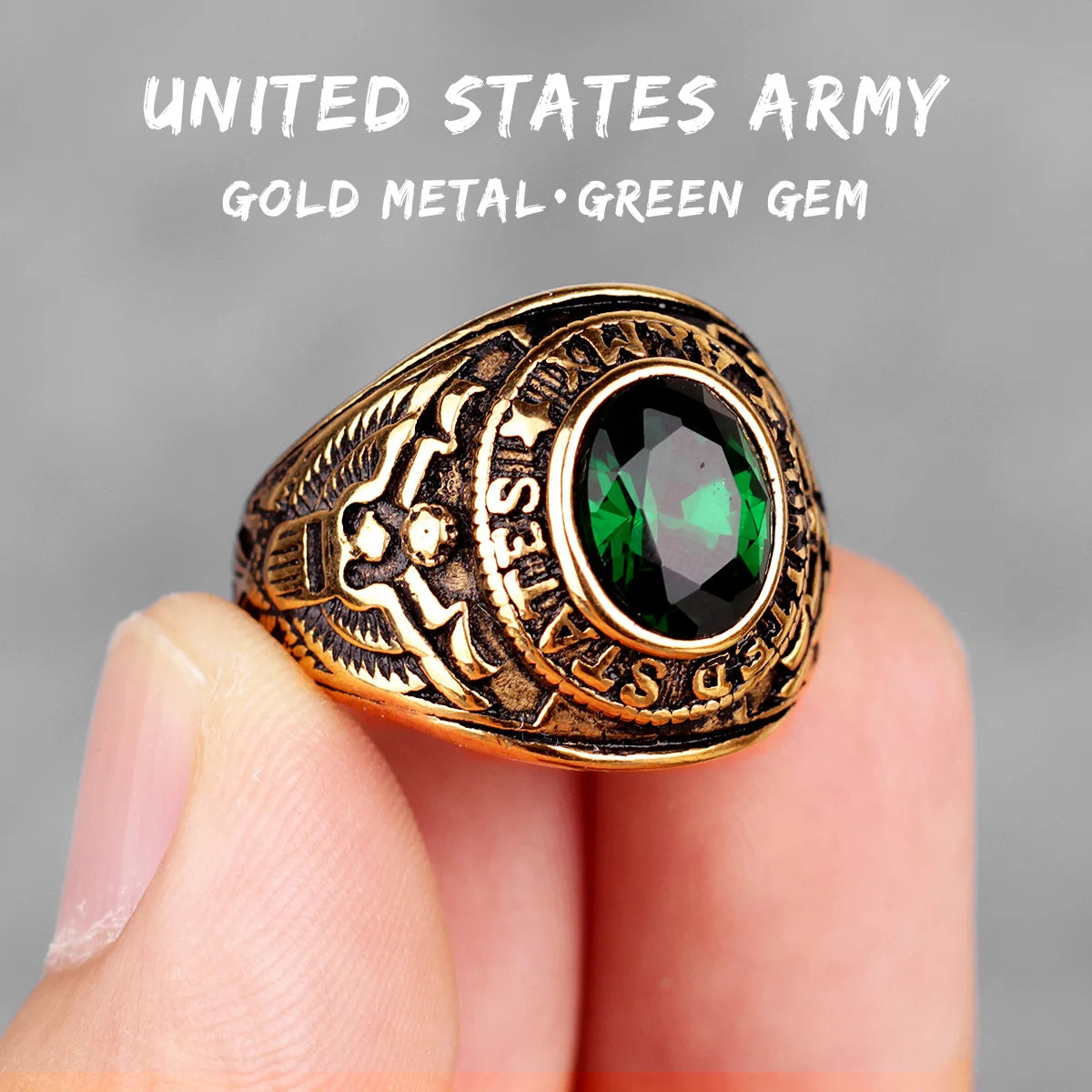 Stainless Steel Men Rings Rhinestone United States Army Punk Hip Hop for Biker Male Boyfriend Jewelry Creativity Gift Wholesale