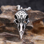 Punk Unique Viking Crow Skull Pendant For Men Vintage Stainless Steel Nordic Animal Necklace Biker Amulet Jewelry