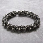 Punk Skull Bracelets Men Stainless Steel Shiny Matte Skull Charm Link Chain Brecelets Male Gothic Jewelry 2021
