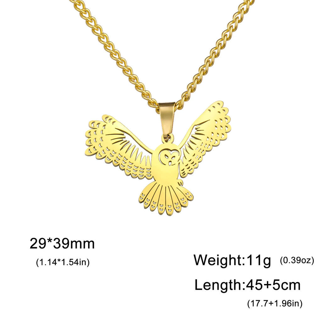 Winged Bird Totem Pendant Necklace — Stainless Steel