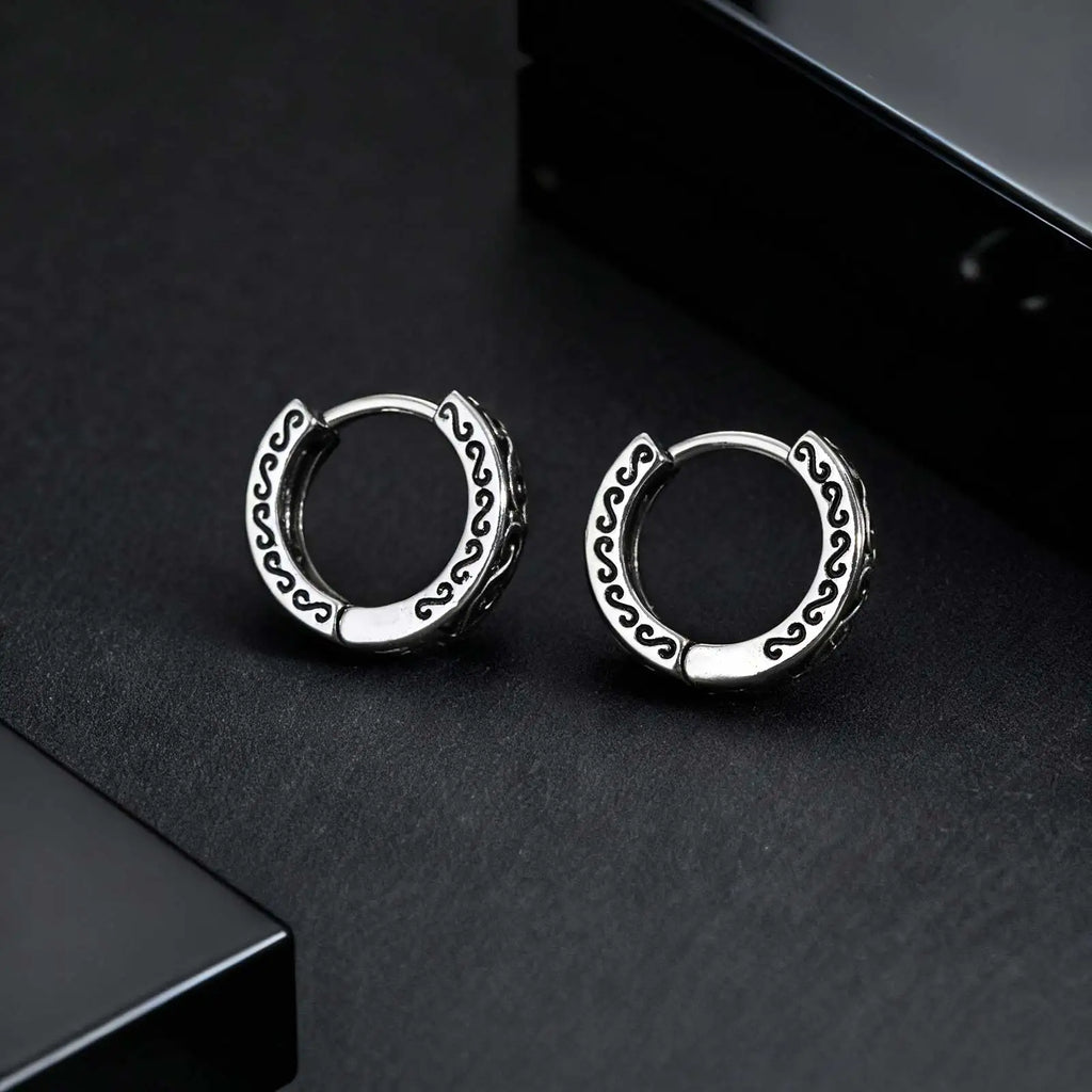 Punk Stainless Steel Hoop Earrings for Men Teens, Hypoallergenic Waterproof Small Huggies Earrings,Rock Hip Hop Cool