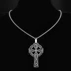 Celtic Knot Cross Pendant Necklace Chain — Stainless Steel