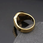 New gold color Catholic Saint Jude Crucifix Ring for men ins Stylish 316L Stainless steel bible Jesus exorcist